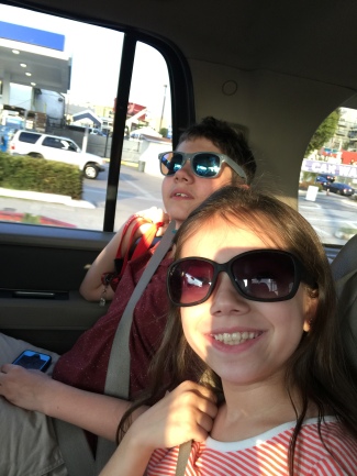 Cool kids on the way to dinner.